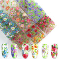 Nail Art Foil Stickers 10 Sheets Flower Pattern Transfer Decals for Nails