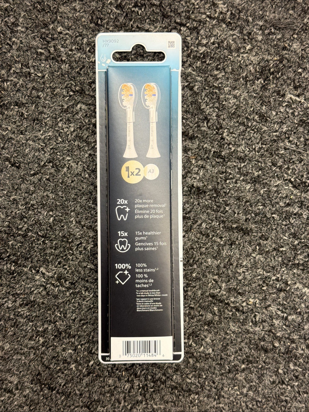 Philips Sonicare A3 Replacement Toothbrush Heads Pack of 2 - White