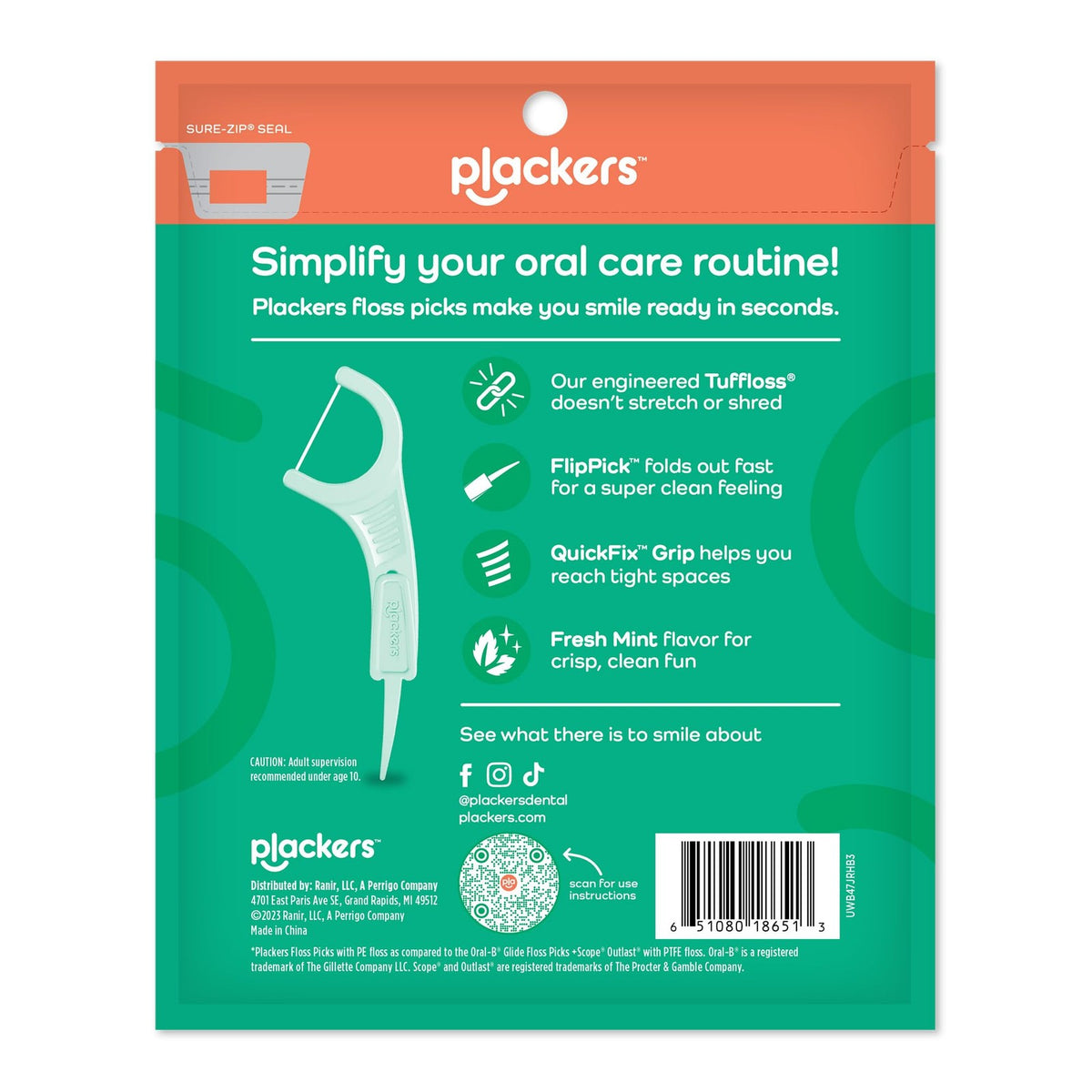 Dental Floss Picks Pack of 150 - Micro Line, Mint Flavor, Durable & Fold-Out Design