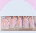Pink French Glazed Short Almond Nail Set - Trendy Queen Style