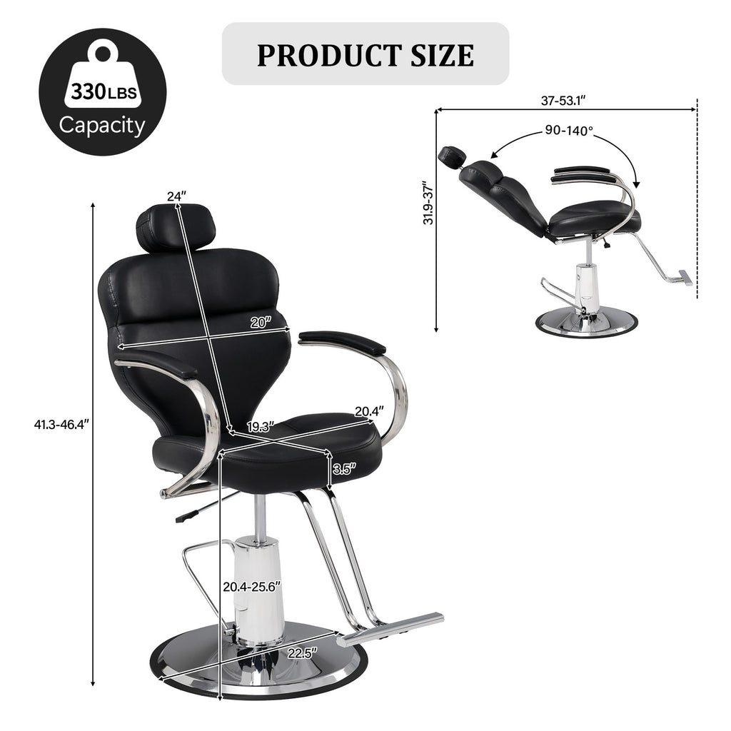 Hydraulic Reclining Barber Chair with Footrest for Salon Hair Styling Spa