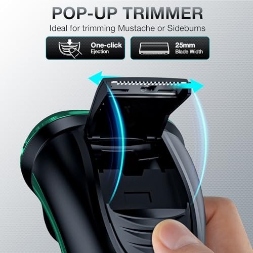 Cordless Waterproof Rotary Men’s Electric Shaver with Pop-Up Trimmer