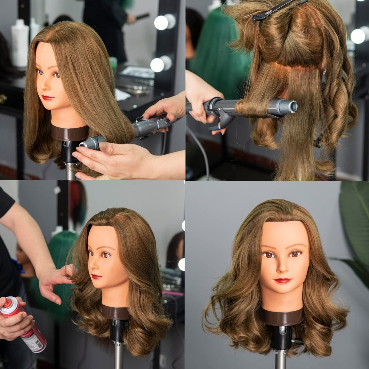 Training Head for Hair Styling Practice 20-22 Inch Human Hair Brown