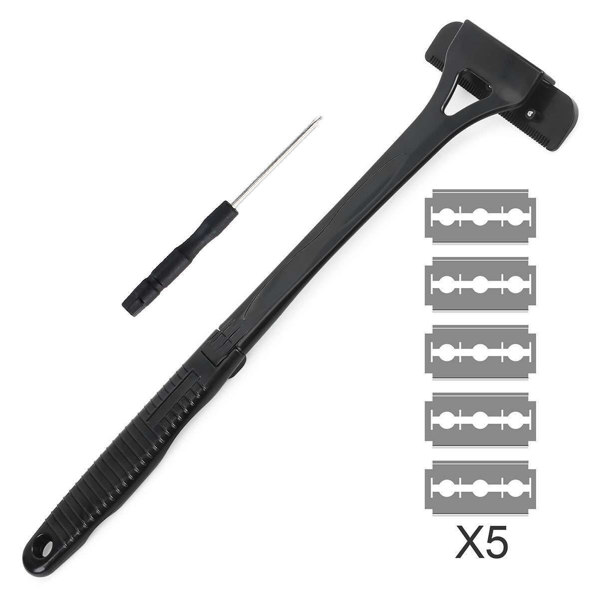 Back Hair Removal Shaver with Long Handle, 3-Blade Body Groomer Set