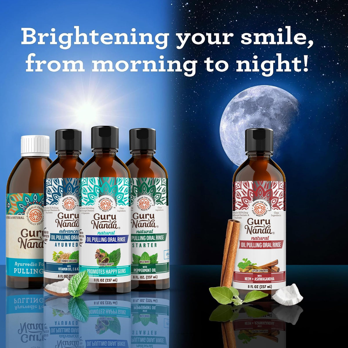 Coconut Oil Pulling Mouthwash - Natural Oral Care Oil with Peppermint, 8 Fl Oz