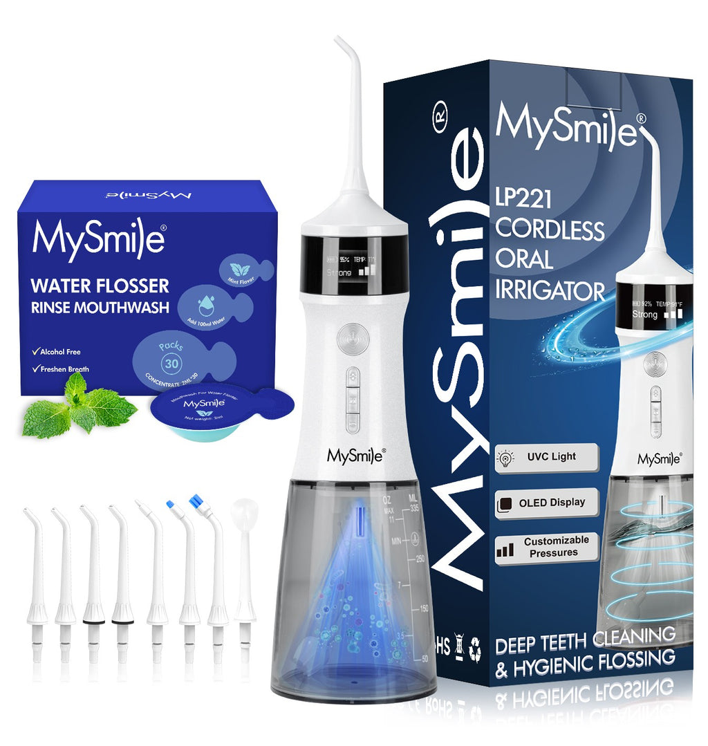 Cordless Water Flosser with UVC Sterilizer 8 Tips Portable Oral Irrigator