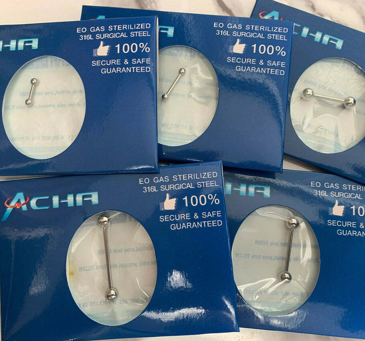 Surgical Steel Straight Barbell Tongue Tragus Nipple Ring 316L - 16g to 14g, Various Wearable Lengths