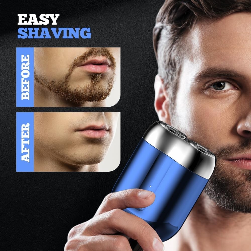 Dual-Head Portable Electric Shaver for Men USB Rechargeable Travel Grooming Razor