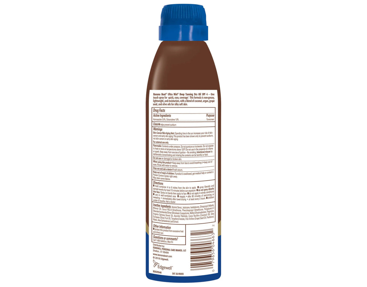Deep Tanning Dry Oil SPF 4 - Sun Protection & Skin Moisturizer - 6oz (Pack of 3)