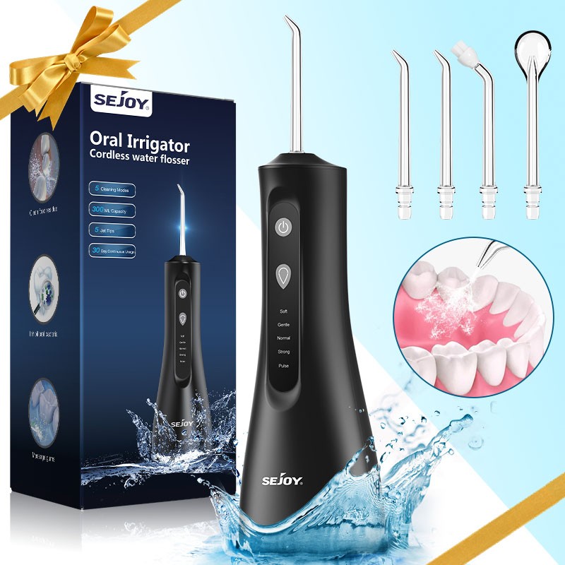 Cordless Water Flosser with 5 Nozzles & 300ml Detachable Tank - Deep Oral Cleaner for Teeth & Gums