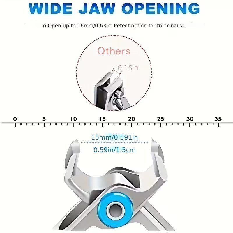 Heavy Duty Wide Jaw Toe Nail Clippers for Thick Nails - Ergonomic & Sharp