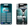 Gillette Mach 3 Razor Handle with 12 Blade Refills for Men