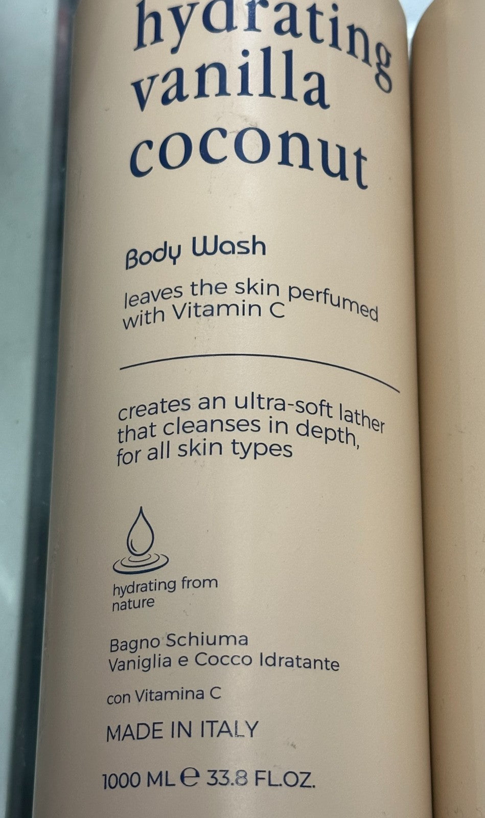 Hydrating Vanilla Coconut Body Wash - 2 Pack Made in Italy, Soft Foam Cleanser