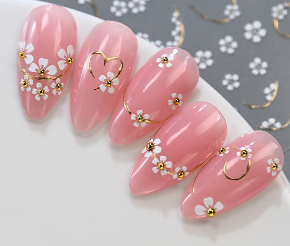 2Pcs Flower Rhinestone Nail Art Stickers 3D Self-Adhesive for Manicure