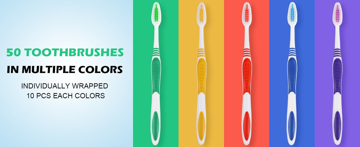 Bulk Pack of 50 Disposable Soft Bristle Toothbrushes for Travel & Hygiene