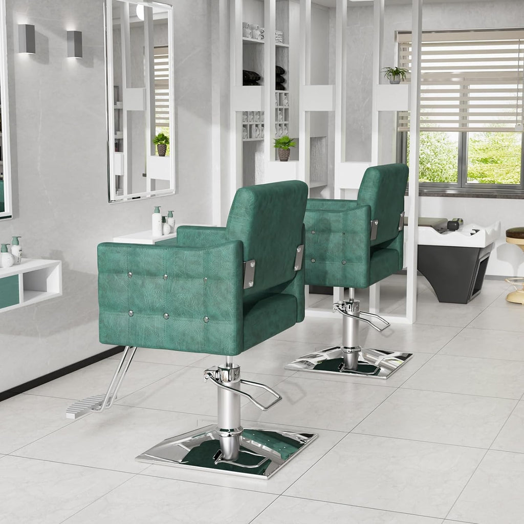 Heavy Duty Salon Barber Chair with 360° Swivel & Hydraulic Lift
