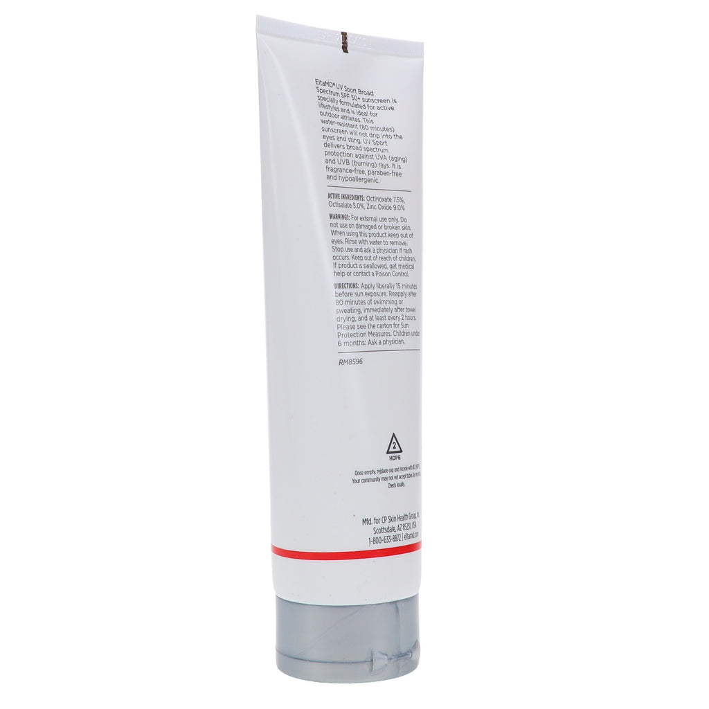 EltaMD UV Sport Broad Spectrum SPF 50+ Body Sunscreen 8 oz - Water-Resistant, Organic Formula
