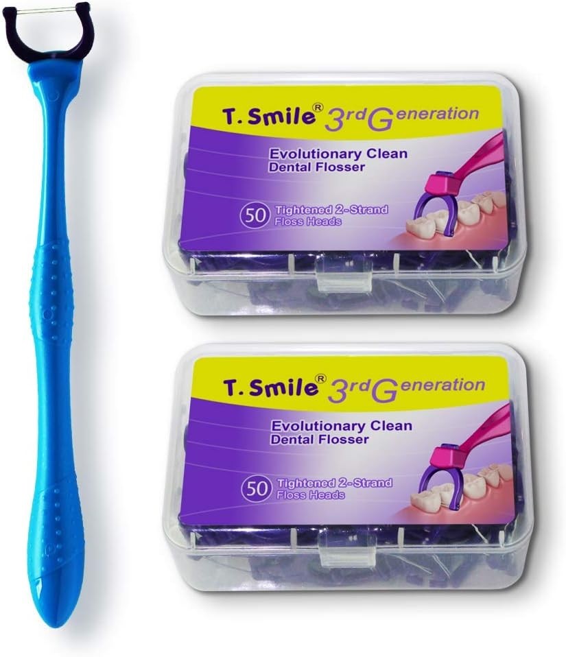 Dental Floss Refills with Long Handle - Unflavored Refillable Flosser Kit