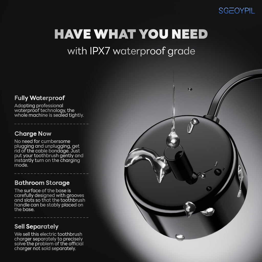Electric Toothbrush Charger Base Waterproof Compatible with AquaSonic Black & Vibe Series