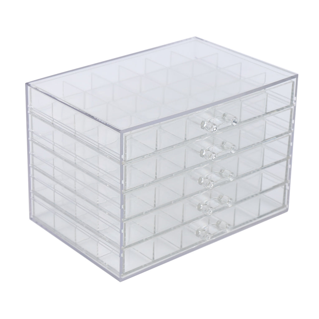 Acrylic Nail Art Storage Tray with 120 Grids & Removable Drawers