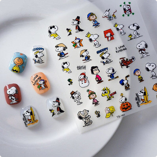 Snoopy 5D Nail Art Stickers Peanuts Nail Decals for Creative Manicure