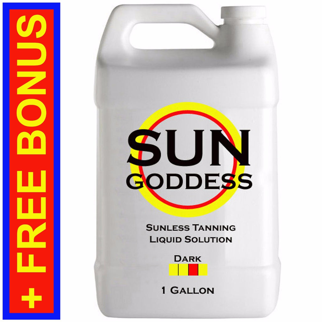 Dark Sunless Self Tanning Spray Solution - 1 Gallon with Applicator Mitt & Gloves