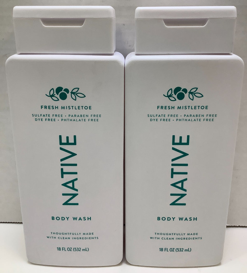 Native Body Wash Limited Edition Fresh Mistletoe 18oz Sulfate-Free 2 Pack