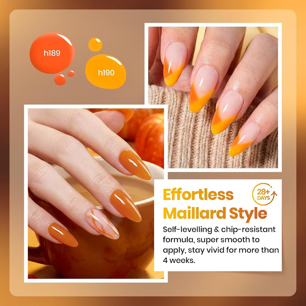 Fall Colors Gel Nail Polish Set - 6 Cozy Autumn Shades for DIY Manicure