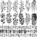 82 Sheets Temporary Tattoos for Women and Teens – Large Flower Sets 7.5x3.8 in and 2.4x4.1 in