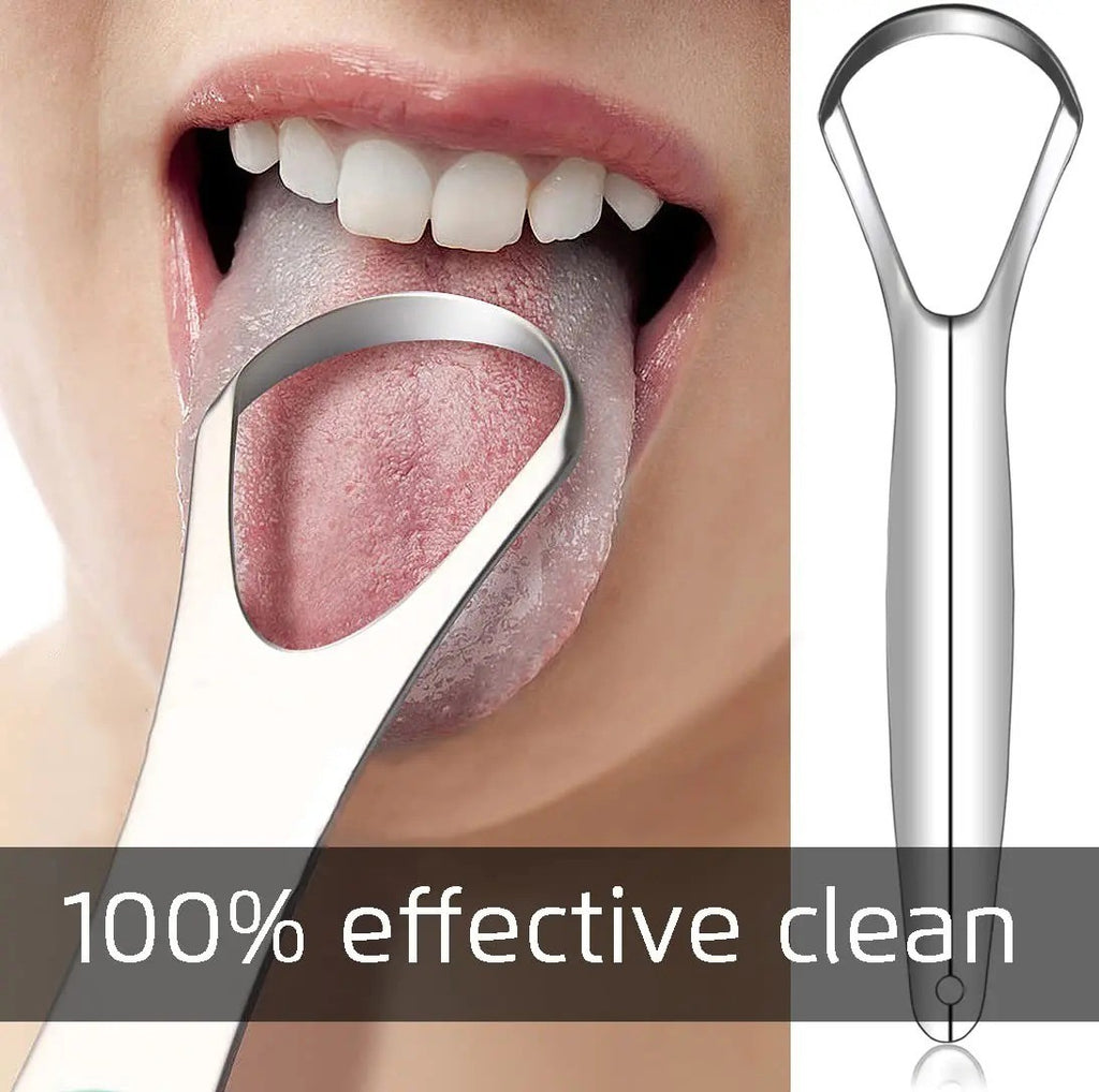 Stainless Steel Tongue Scraper Cleaner Oral Hygiene Brush Set - 3 Pack