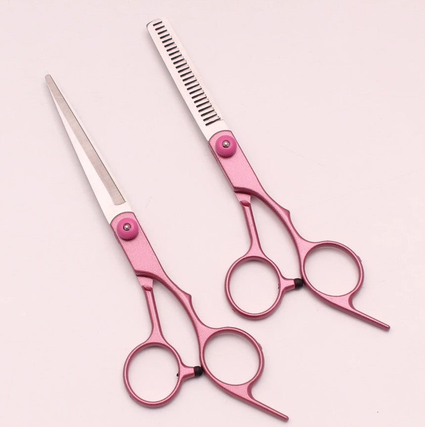 Professional Hair Cutting Scissors Thinning Shears 6 Inch Stainless Steel Pink