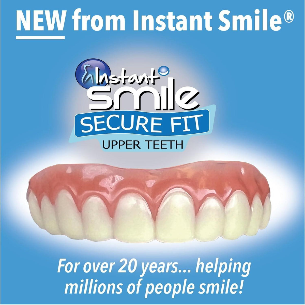 Instant Smile Upper Teeth Veneer - Natural Shade, Reusable Fit Over Existing Teeth