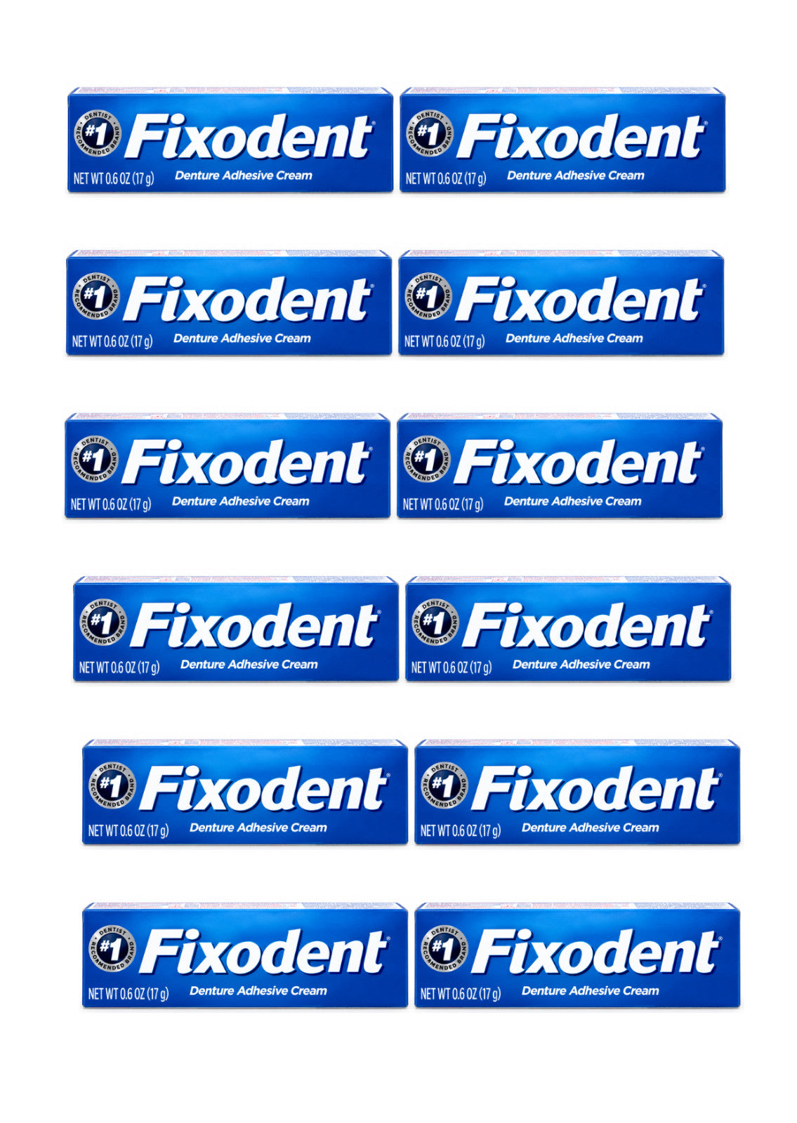 Denture Adhesive Cream Strong Hold 0.6 oz 12 Pack - Secure & Comfortable Fit
