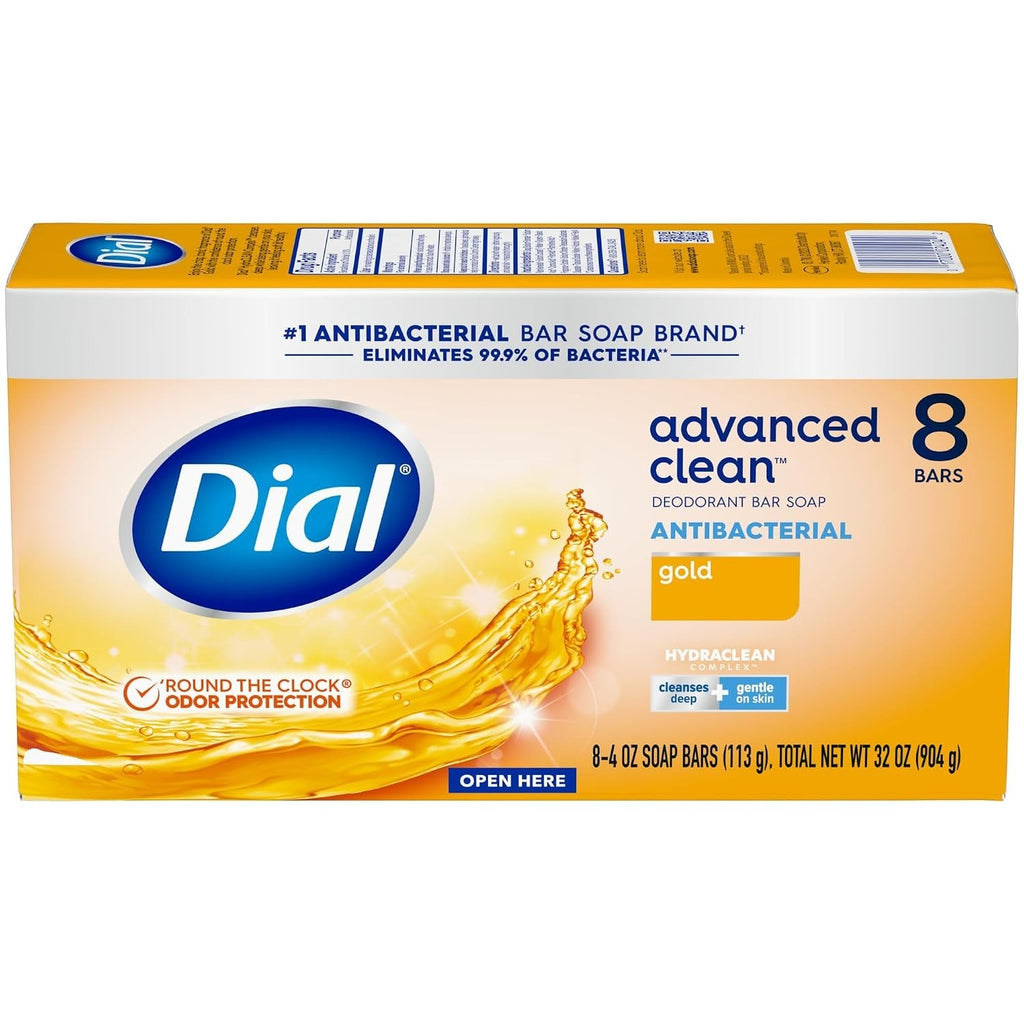Antibacterial Deodorant Bar Soap - Advanced Clean Gold, 8-Pack, 4 oz