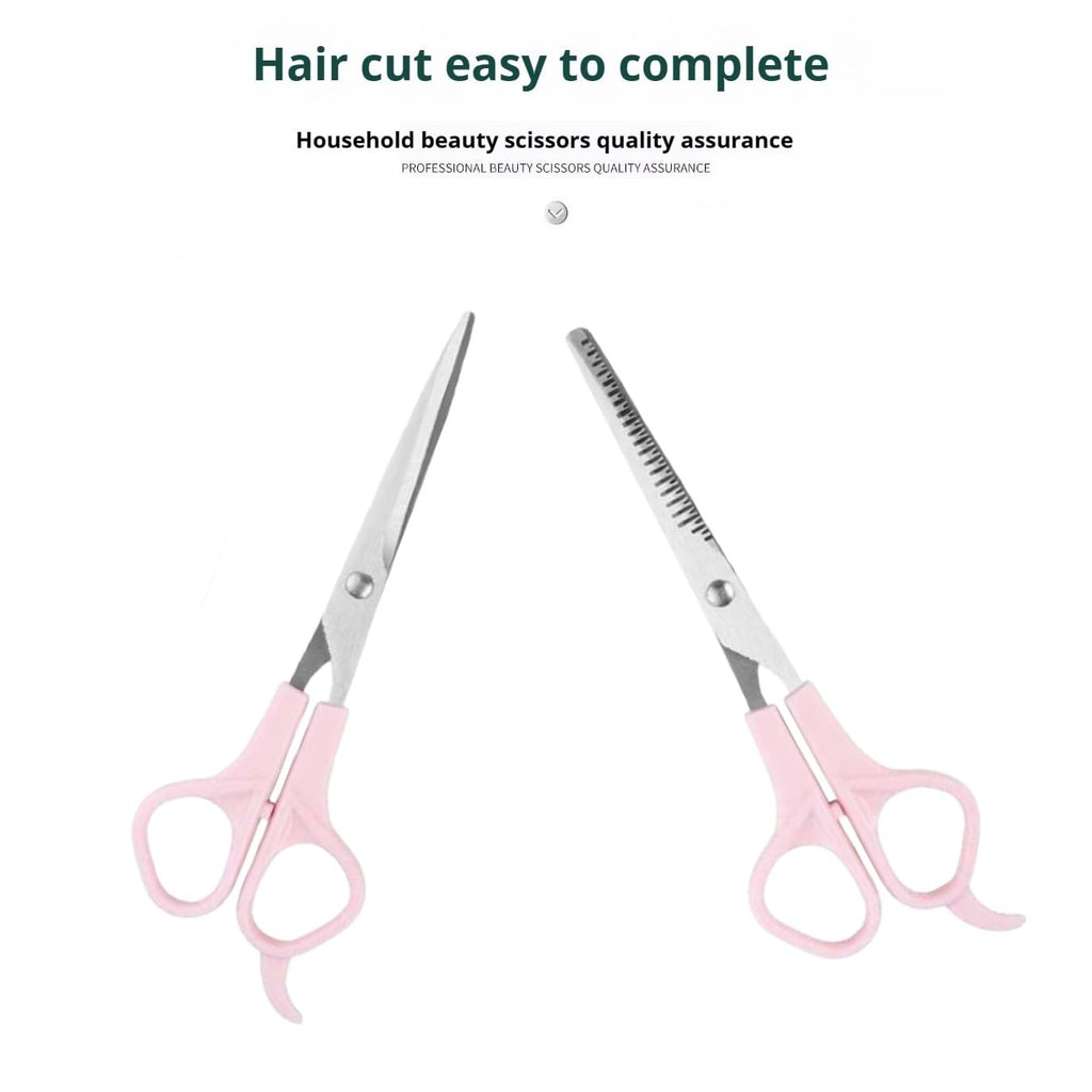 Pink Stainless Steel Hair Cutting Shears Set - 6.7 Inch Thinning & Styling Scissors