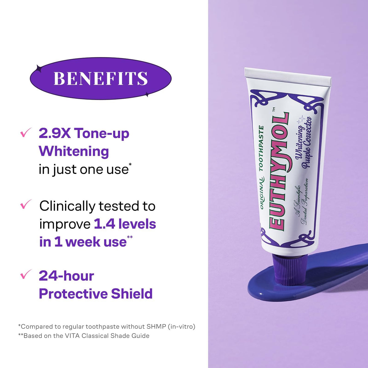 Purple Whitening Toothpaste for Yellow & Sensitive Teeth - 3.7 fl oz