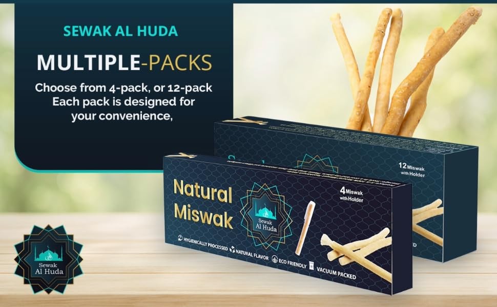 Natural Chewing Miswak Sticks with Holder - Oral Hygiene, Fresh Breath, Tartar Prevention