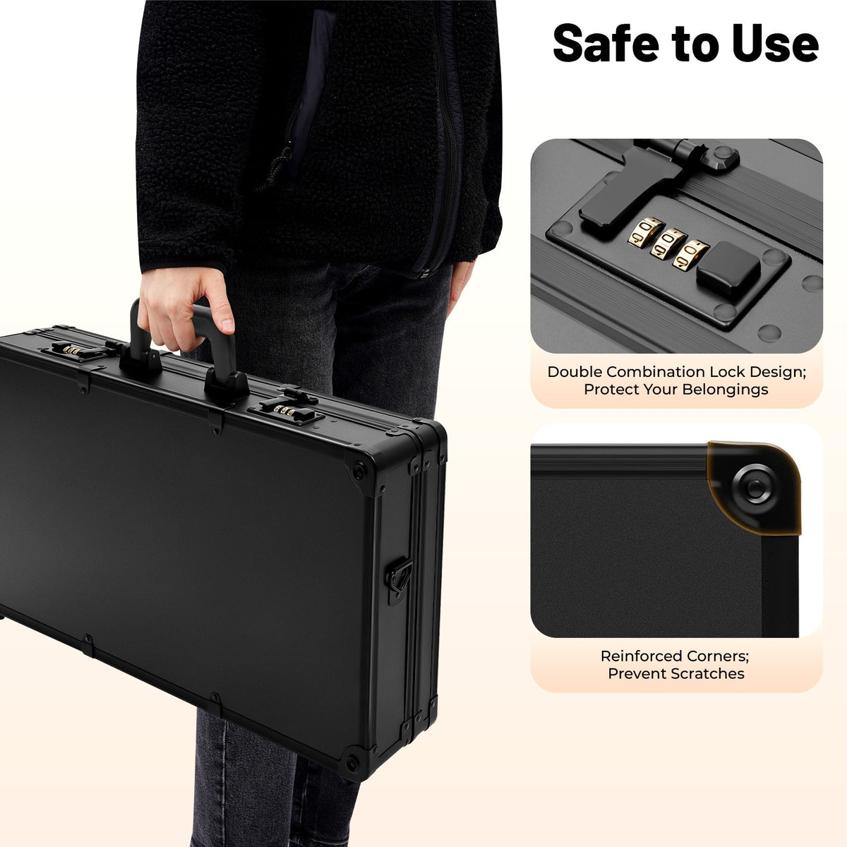 Large Portable Barber Tool Storage Case with Security Lock