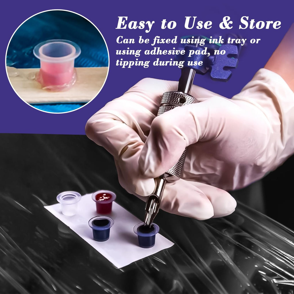 Disposable Tattoo Ink Cups, 100 Pcs, 8mm Plastic Ink Caps for Tattoing