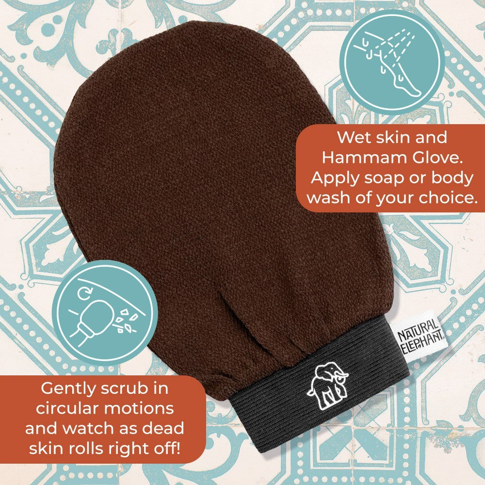 Natural Elephant Exfoliating Hammam Glove for Body Scrub Pearl White