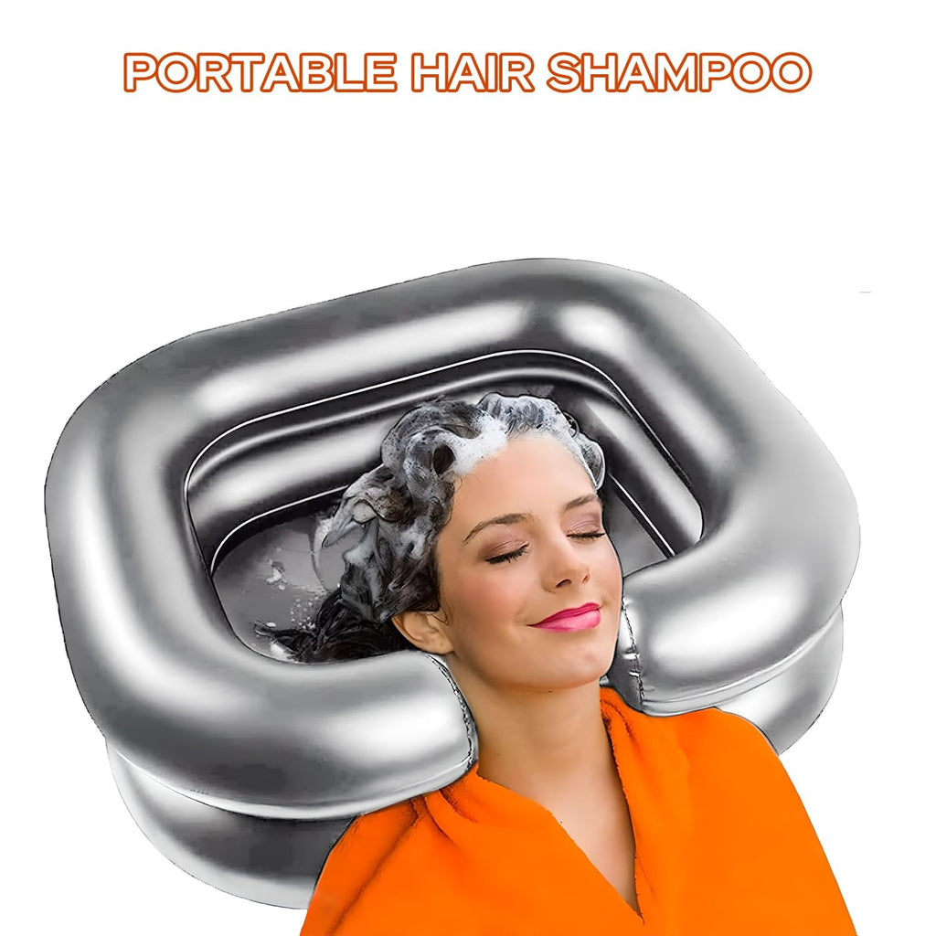 Inflatable Portable Hair Washing Basin with Drain Tube & Air Pump for Elderly & Bedside Use