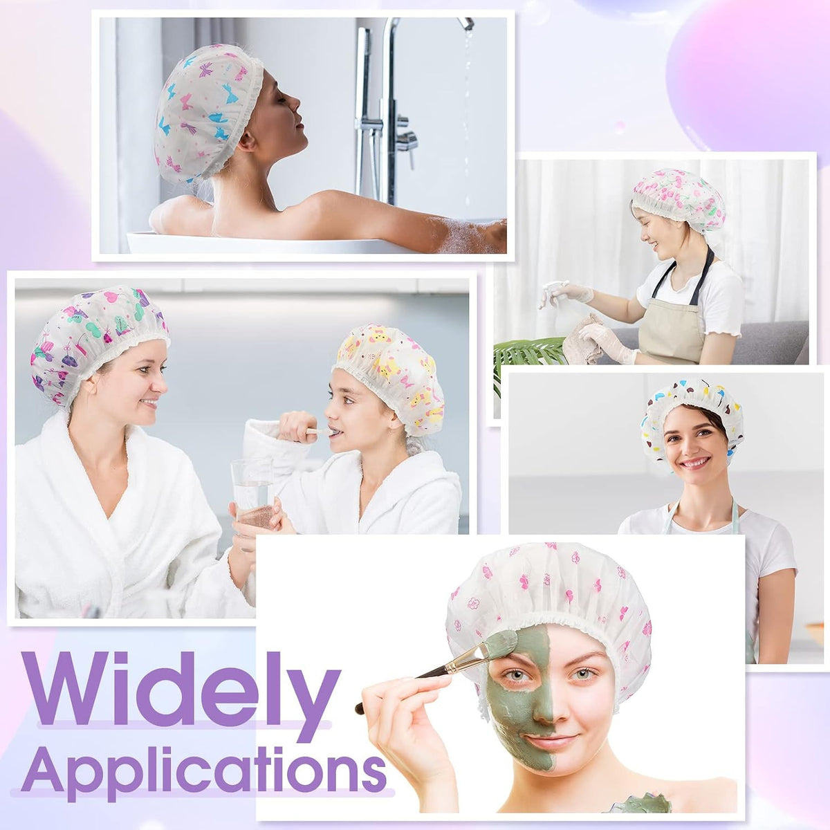 Reusable Plastic Shower Caps 20 Pack Waterproof Hair Cover for Women