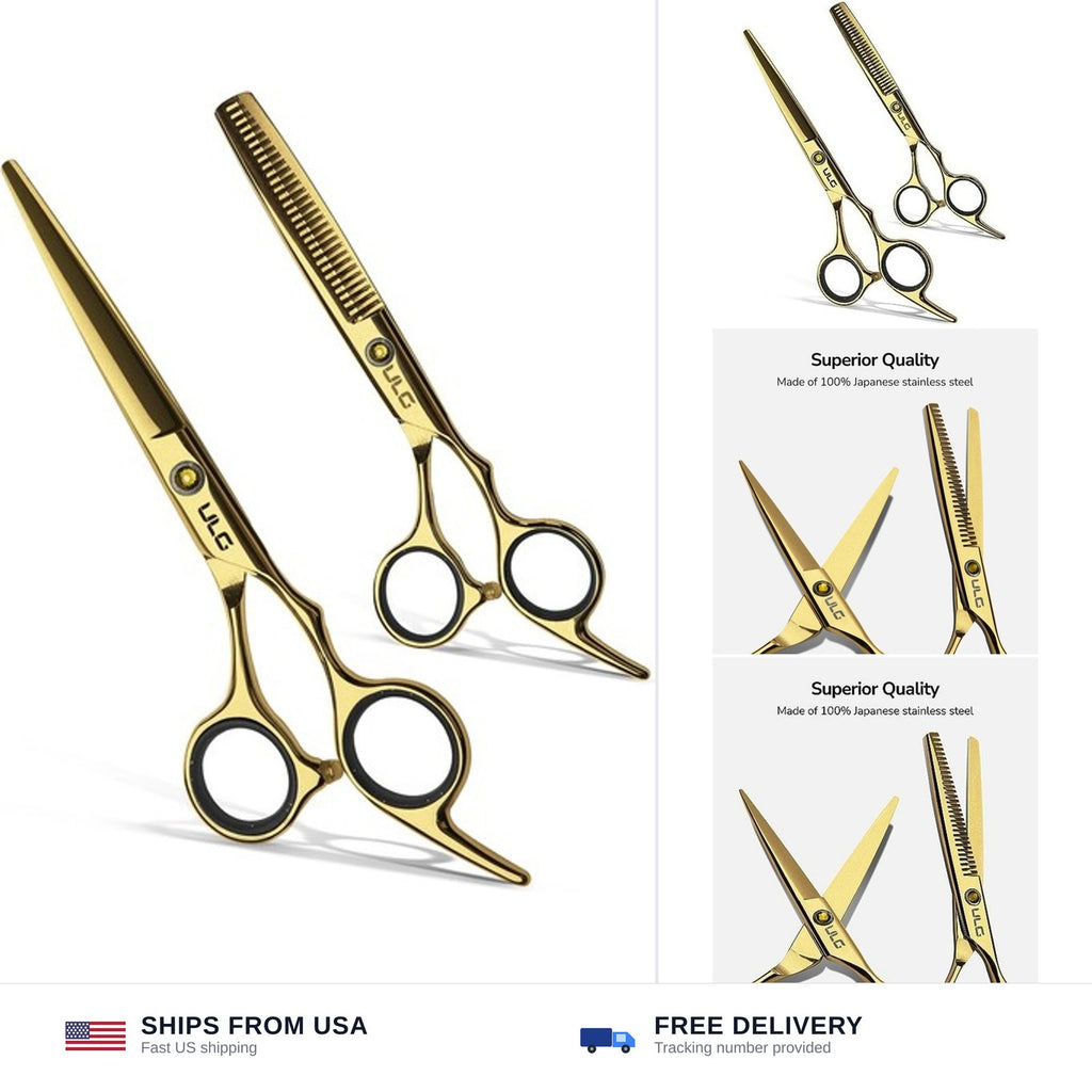 Professional Hair Cutting Scissors Thinning Shears Kit - 6.5 Inch Japanese Stainless Steel