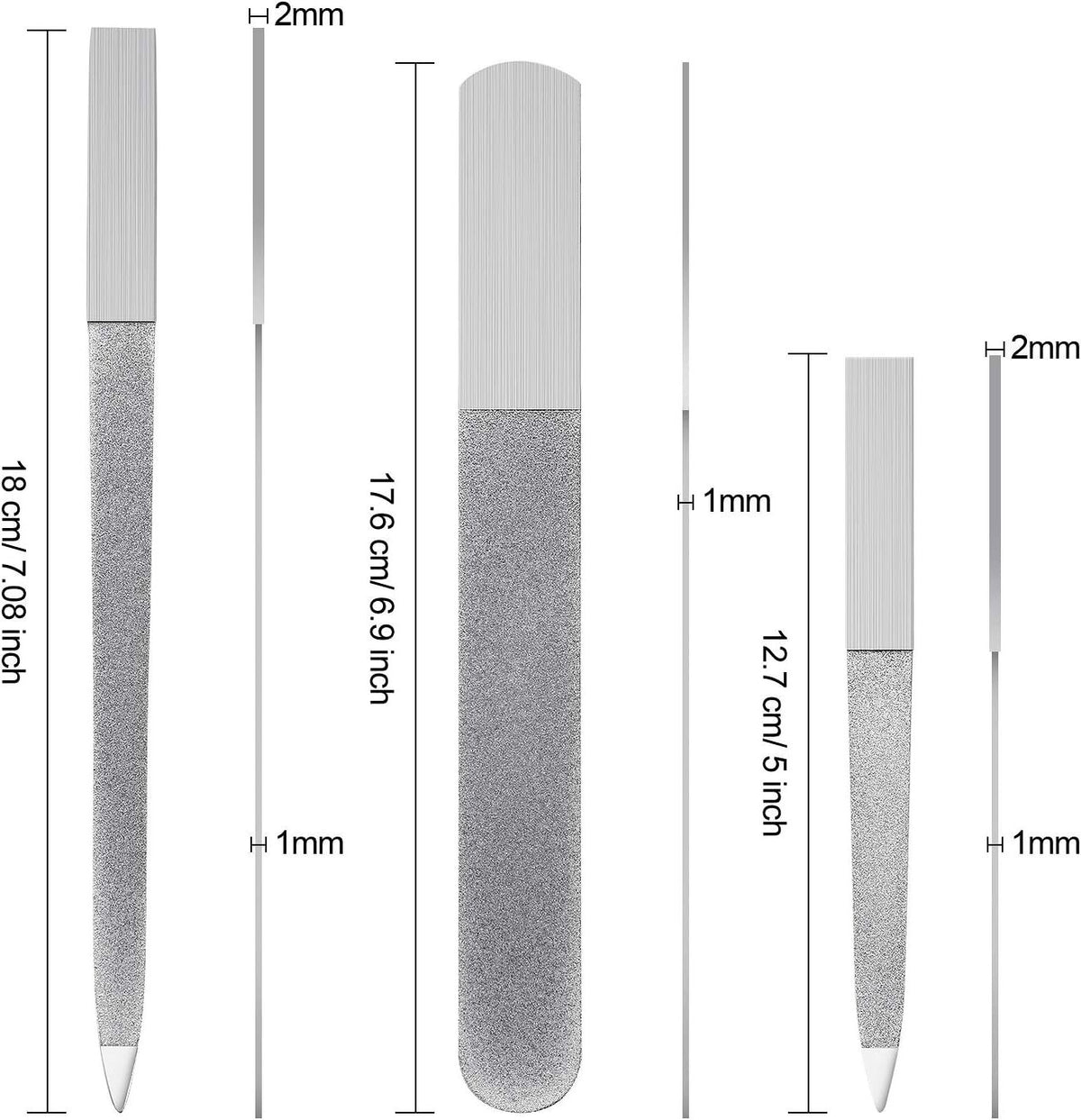 Stainless Steel Diamond Nail File Set - Double-Sided Manicure Tools, Reusable & Washable