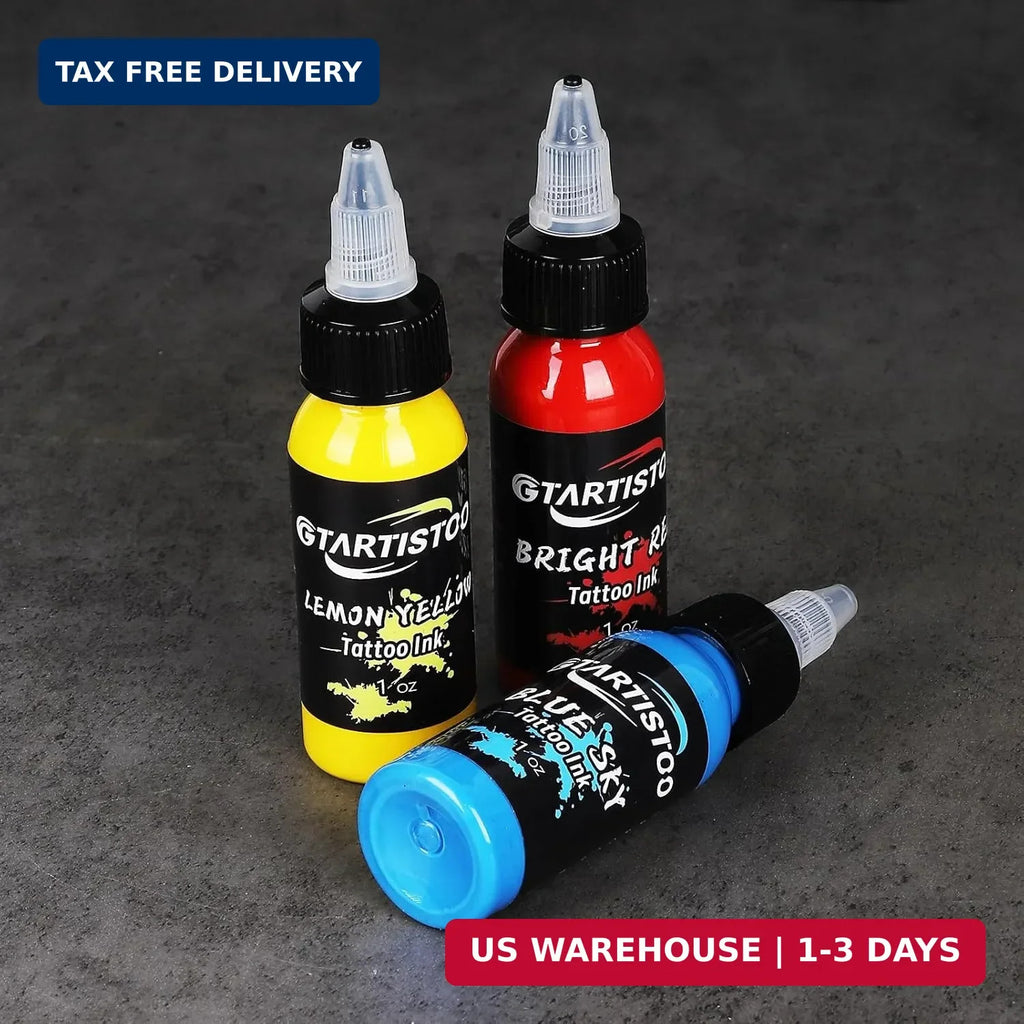 Professional Tattoo Ink Set 14 Colors 1oz (30ml) Vegan-Friendly Pigment