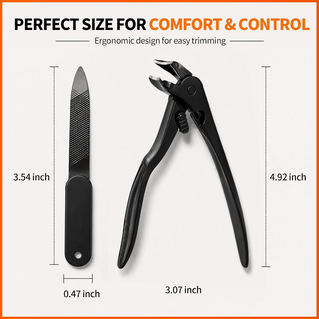 Senior Wide Jaw Angled Nail Clipper for Thick Nails - Ergonomic Handle