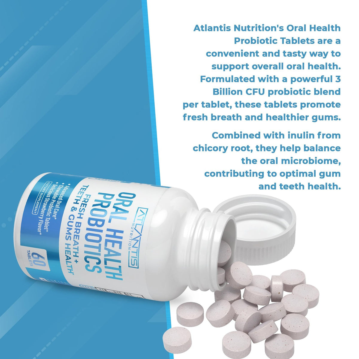 Oral Probiotics Chewables for Teeth and Gums - 60 Count, Supports Fresh Breath and Oral Health