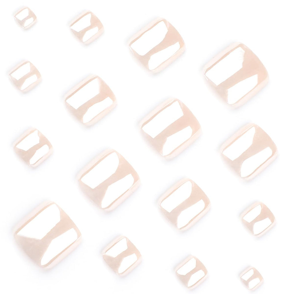Short Square Press On Toenails - Fake Nail Tips for Manicure & Wedding
