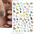 Kids Cartoon Dinosaur Nail Stickers Decals Self-Adhesive for Kids and Teens