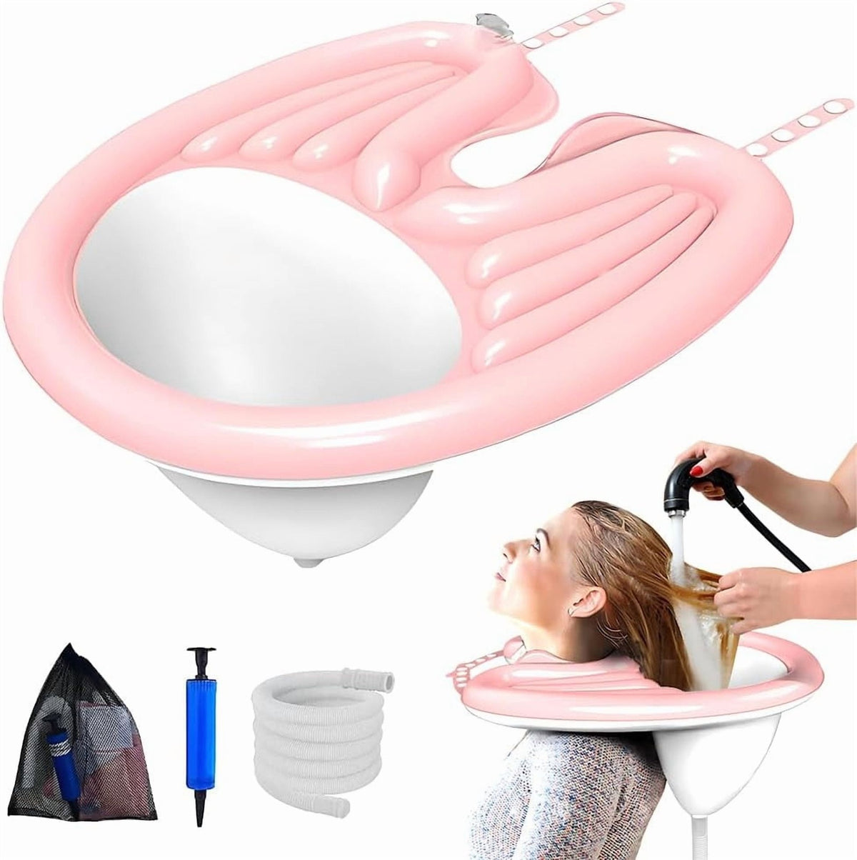Inflatable Shampoo Basin for Bedridden & Mobile Hair Washing - Portable, Supportive & Easy to Use